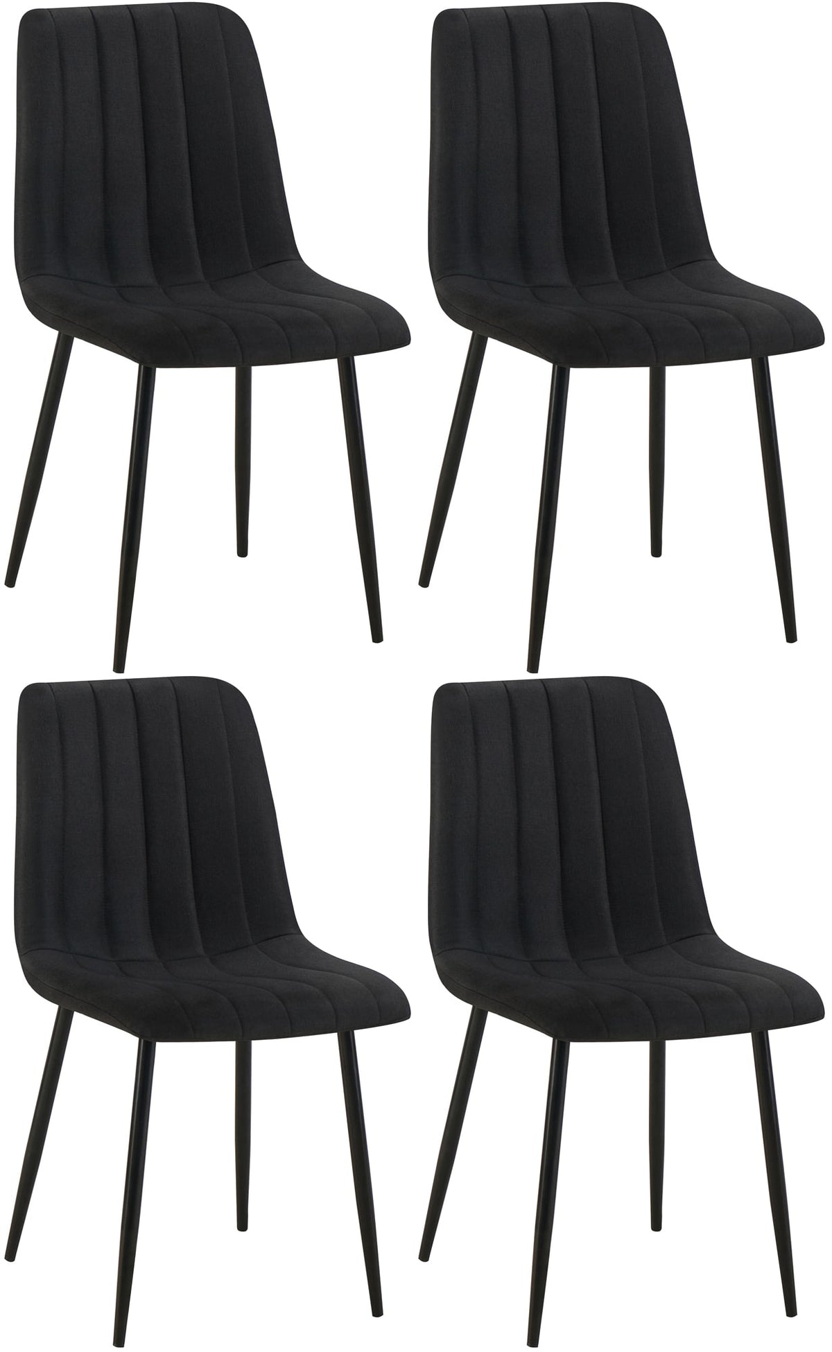 4er Set Stühle Dijon Stoff - schwarz