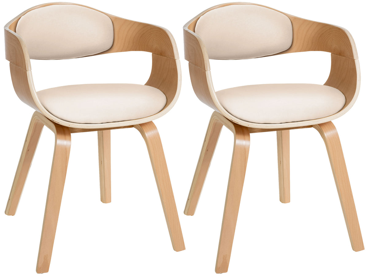 2er Set Stühle Kingston Kunstleder - natura/creme