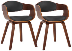 2er Set Stühle Kingston Kunstleder - walnuss/schwarz
