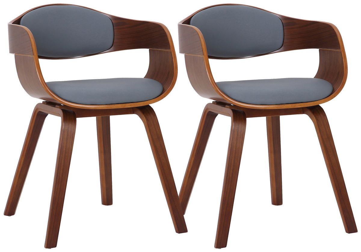 2er Set Stühle Kingston Kunstleder - walnuss/grau