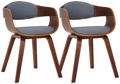 2er Set Stühle Kingston Kunstleder - walnuss/grau