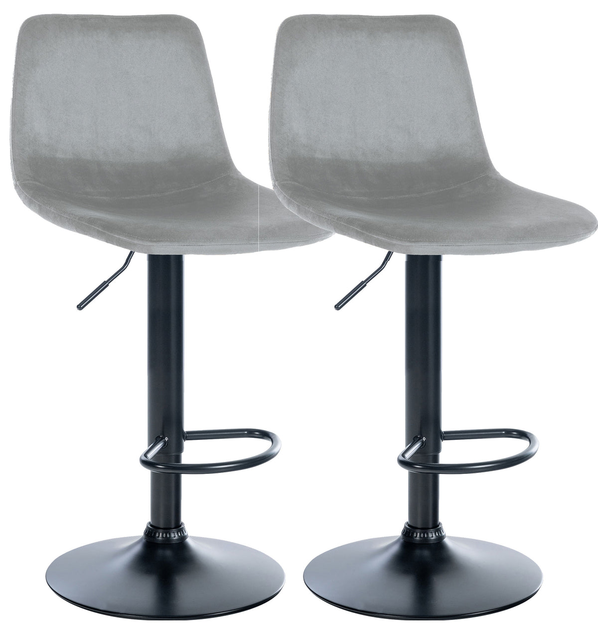 2er Set Barhocker Divo Samt Schwarz - grau