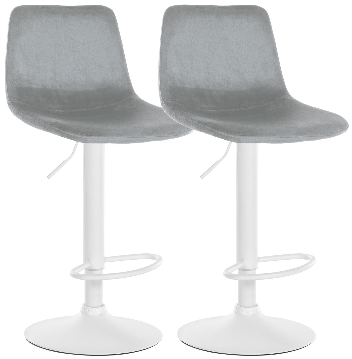 2er Set Barhocker Divo Samt Wei� - grau