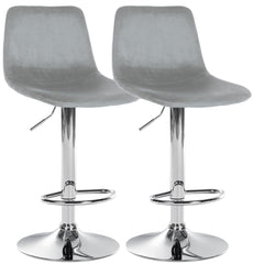 2er Set Barhocker Divo Samt Chrom - grau