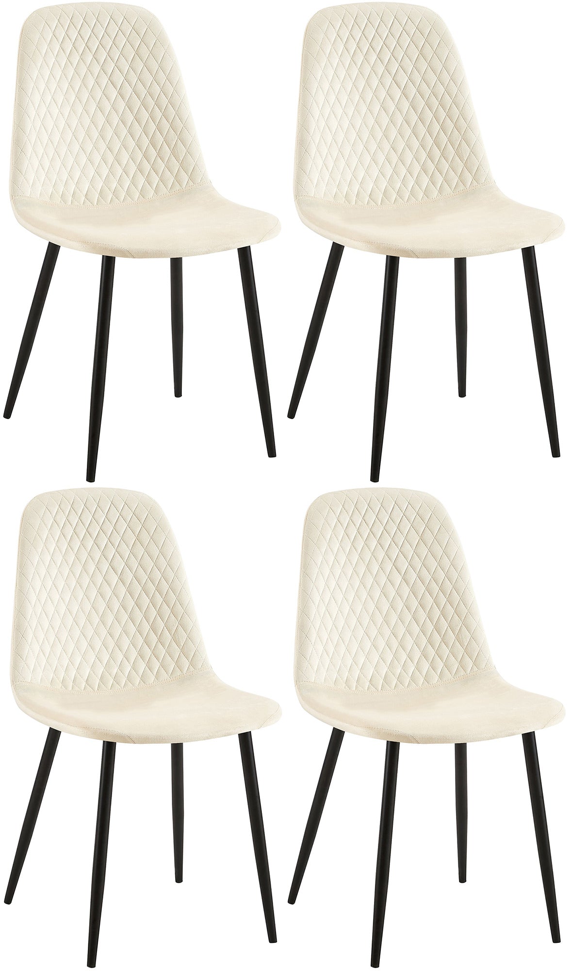 4er Set Stühle Giverny Samt - creme