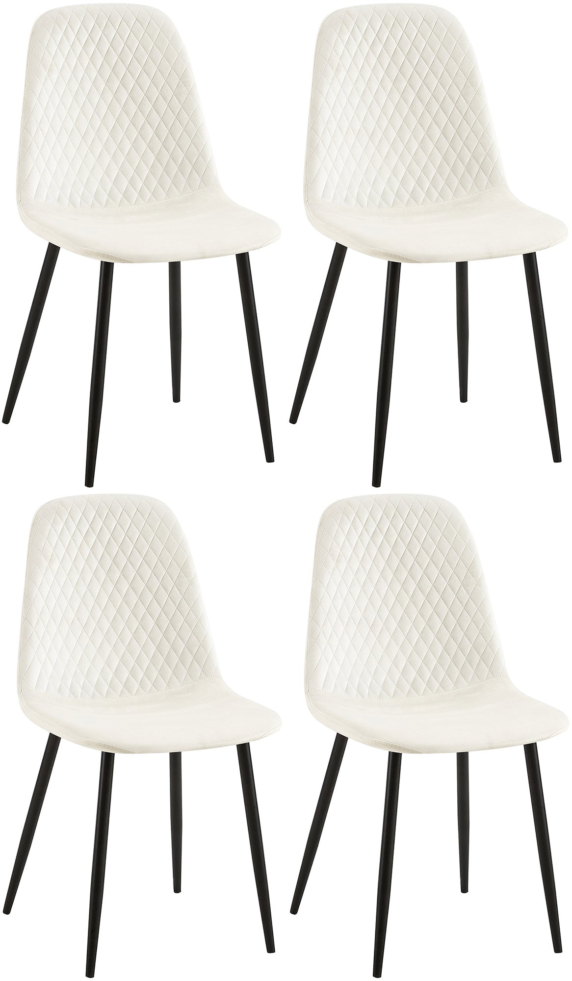 4er Set Stühle Giverny Samt - cremeweiß