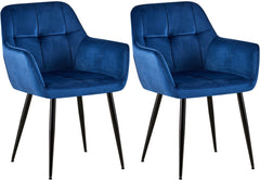 2er Set Esszimmerstuhl Emia Samt - blau