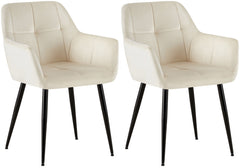 2er Set Esszimmerstuhl Emia Samt - creme