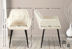 2er Set Esszimmerstuhl Emia Samt - creme