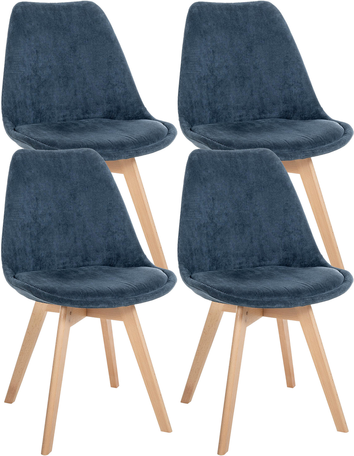 4er Set Stuhl Linares Cord - dunkelblau