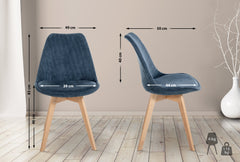 4er Set Stuhl Linares Cord - dunkelblau