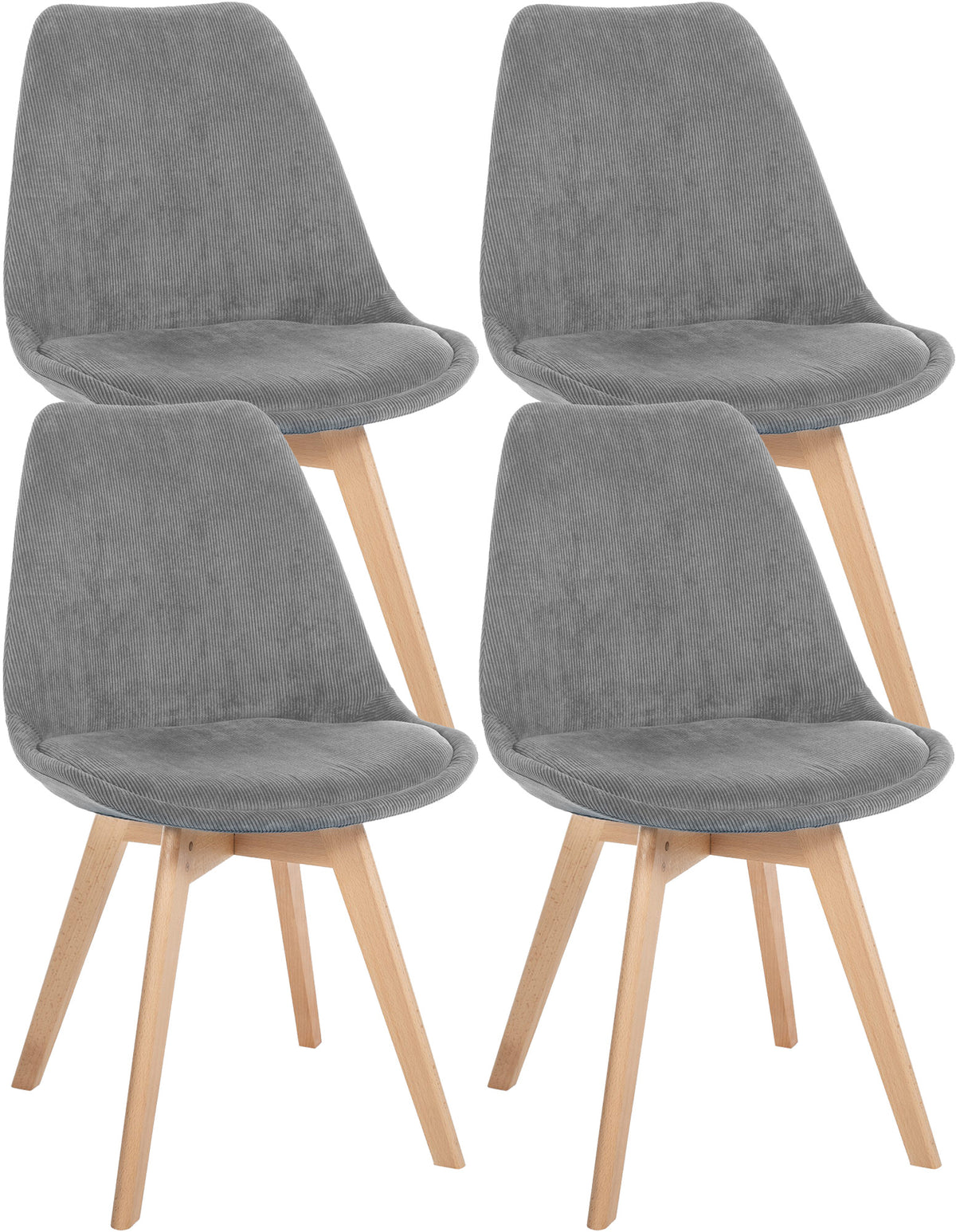 4er Set Stuhl Linares Cord - grau