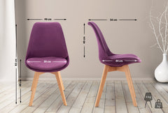 4er Set Stuhl Linares Samt - lila