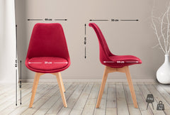 4er Set Stuhl Linares Samt - rot