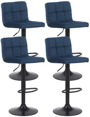 4er Set Barhocker Feni Samt - blau