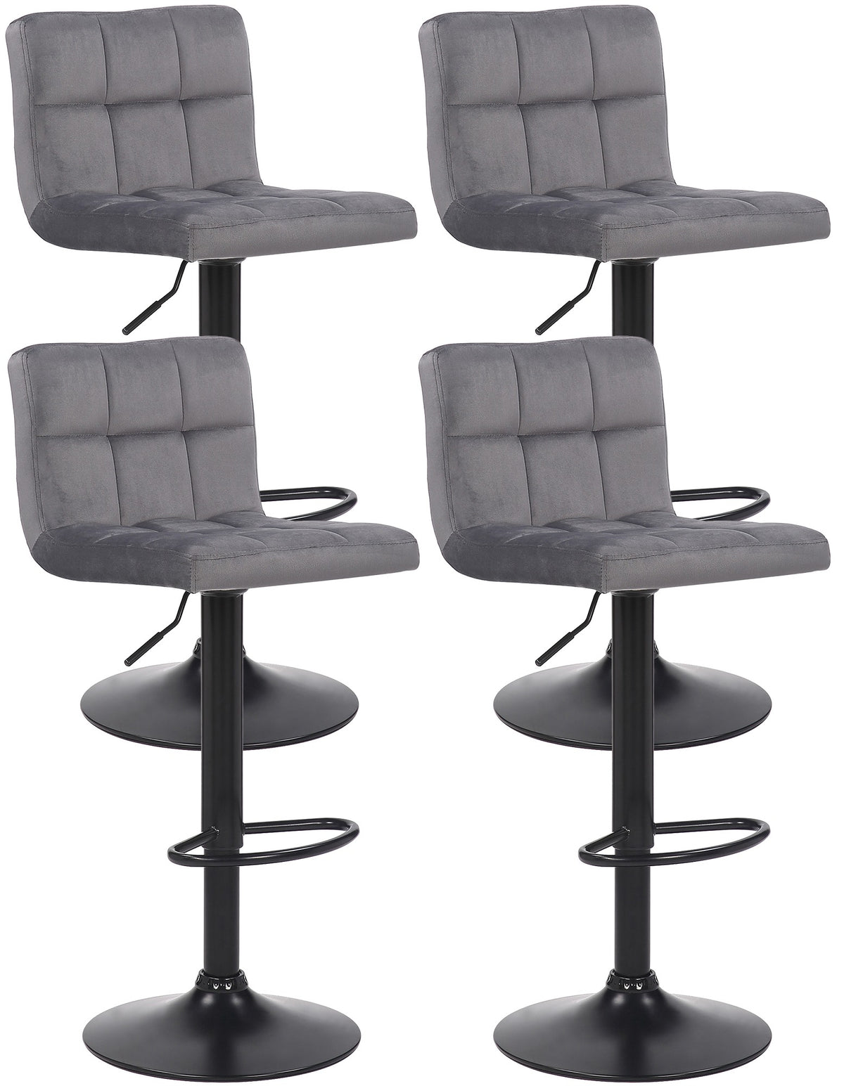 4er Set Barhocker Feni Samt - grau