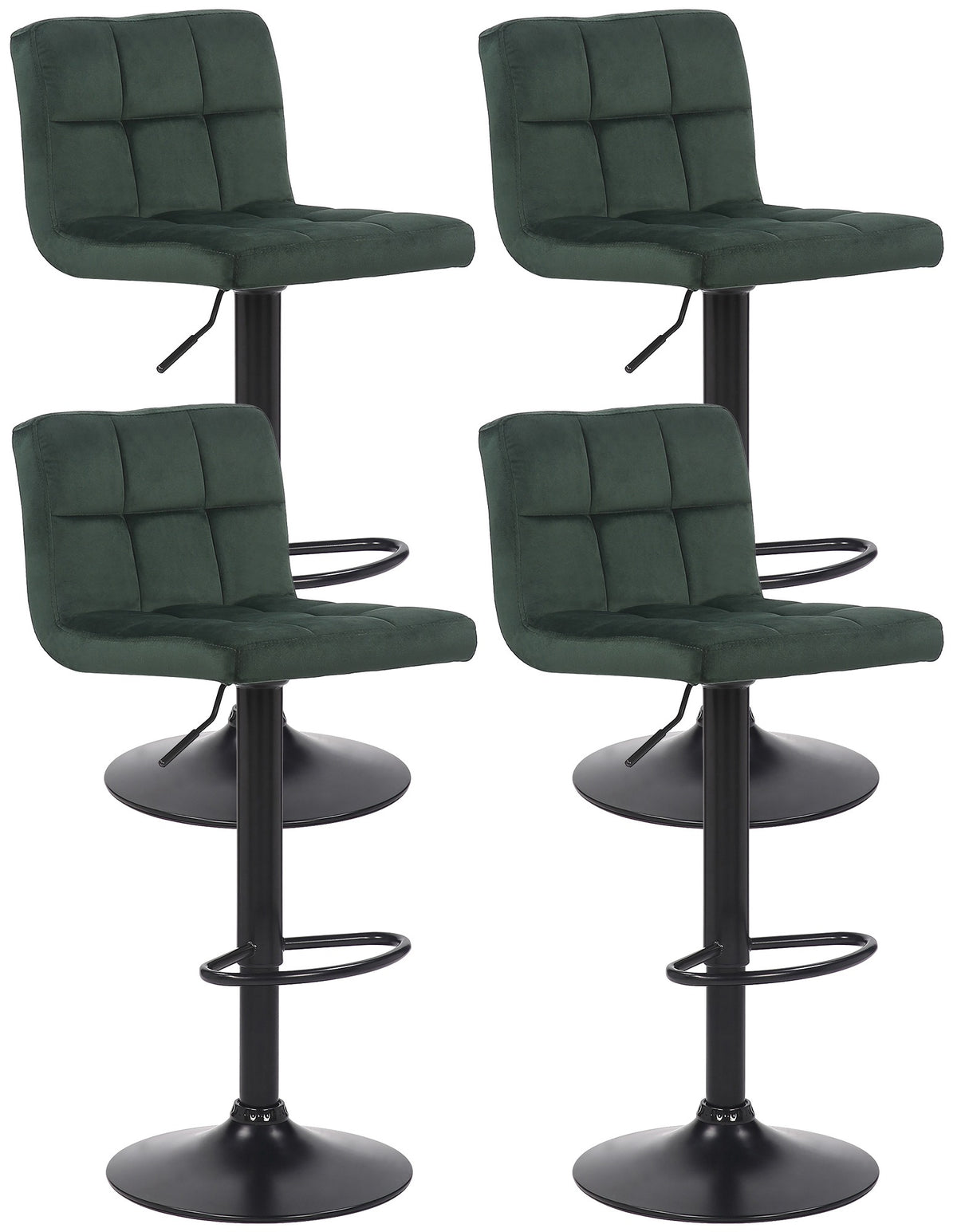 4er Set Barhocker Feni Samt - gr�n