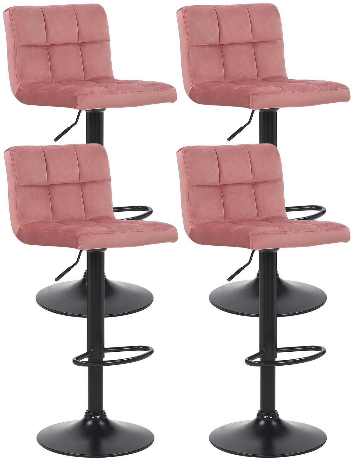 4er Set Barhocker Feni Samt - pink