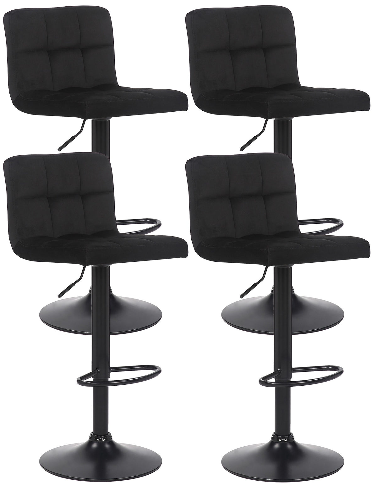 4er Set Barhocker Feni Samt - schwarz