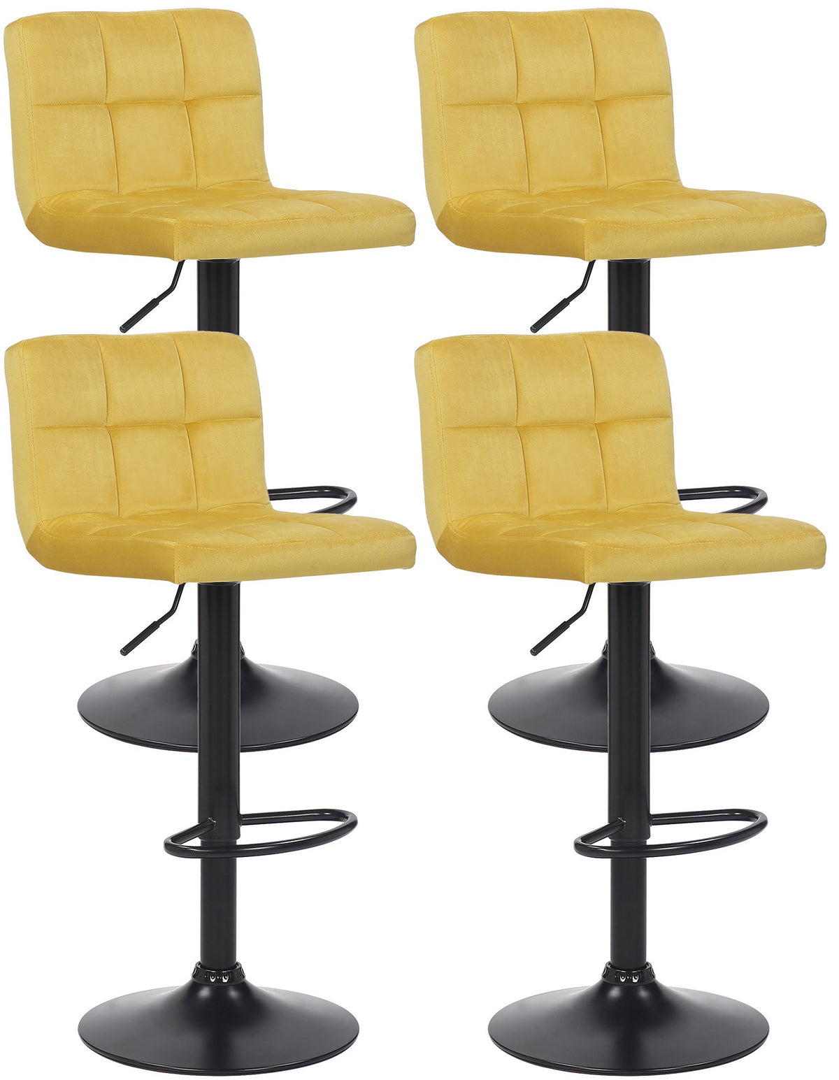4er Set Barhocker Feni Samt - gelb