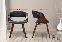2er Set Esszimmerstuhl Foley Kunstleder - walnuss/schwarz