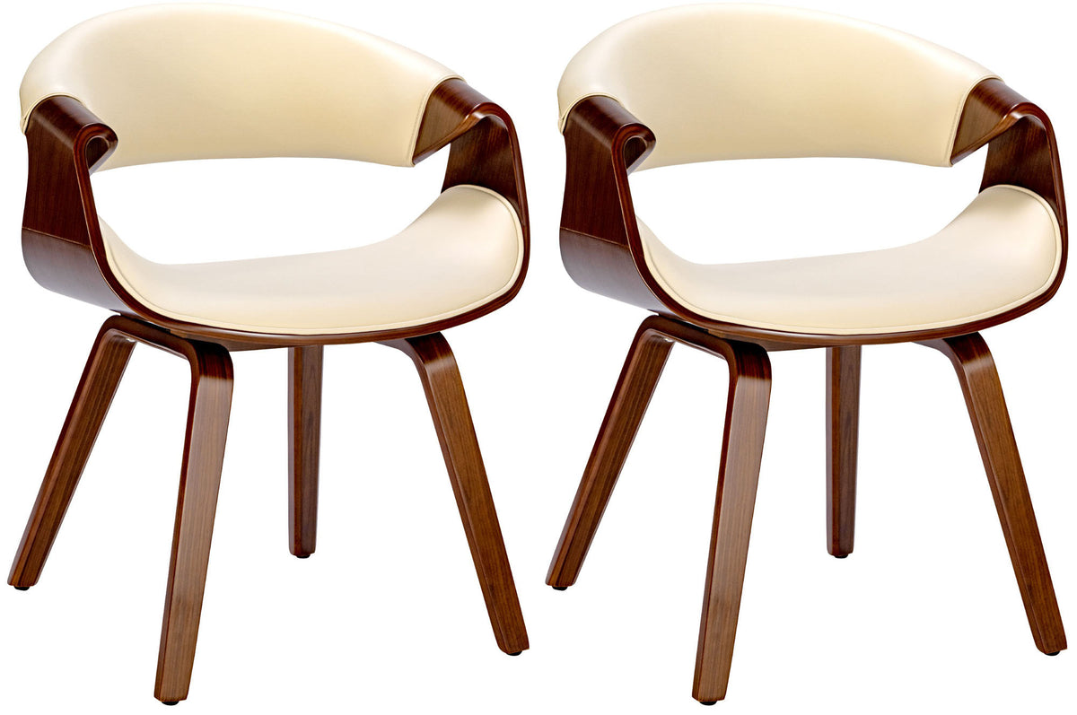 2er Set Esszimmerstuhl Foley Kunstleder - walnuss/creme