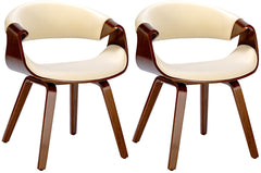 2er Set Esszimmerstuhl Foley Kunstleder - walnuss/creme