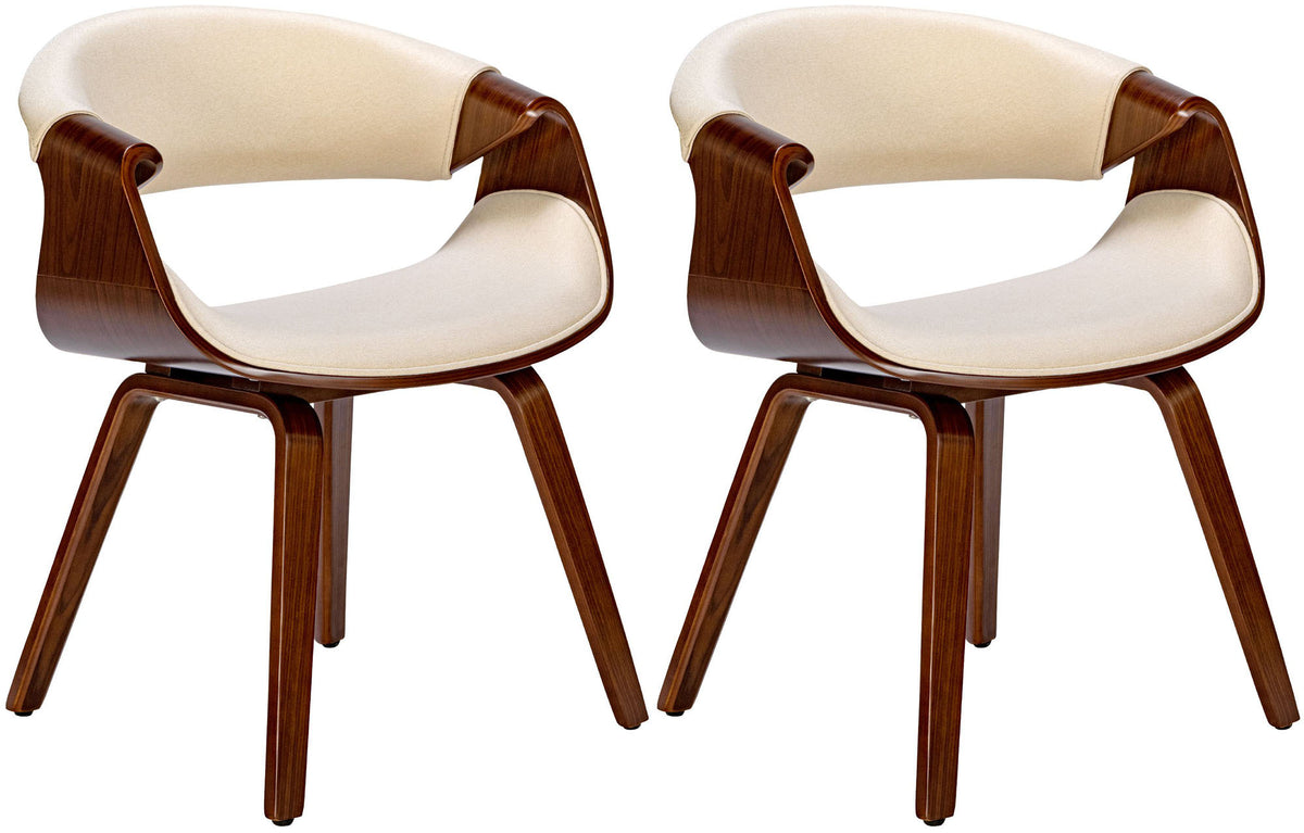 2er Set Esszimmerstuhl Foley Stoff - walnuss/creme