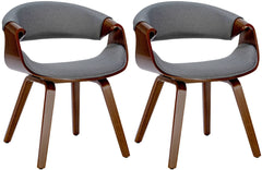2er Set Esszimmerstuhl Foley Stoff - walnuss/grau