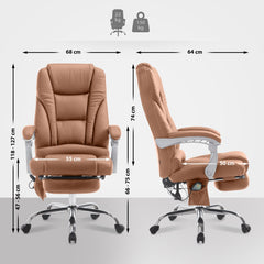 Bürostuhl Pacific mit Massagefunktion V2 Kunstleder - hellbraun