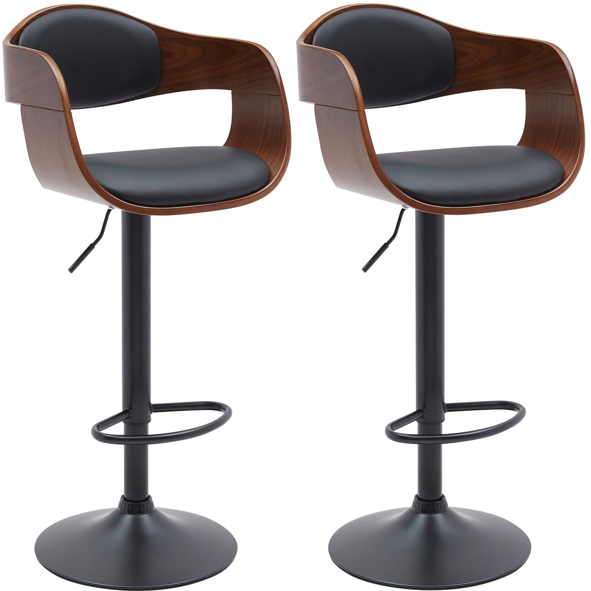 2er Set Barhocker Kingston B Kunstleder - walnuss/schwarz by Dropshipping-Europe – Barhocker