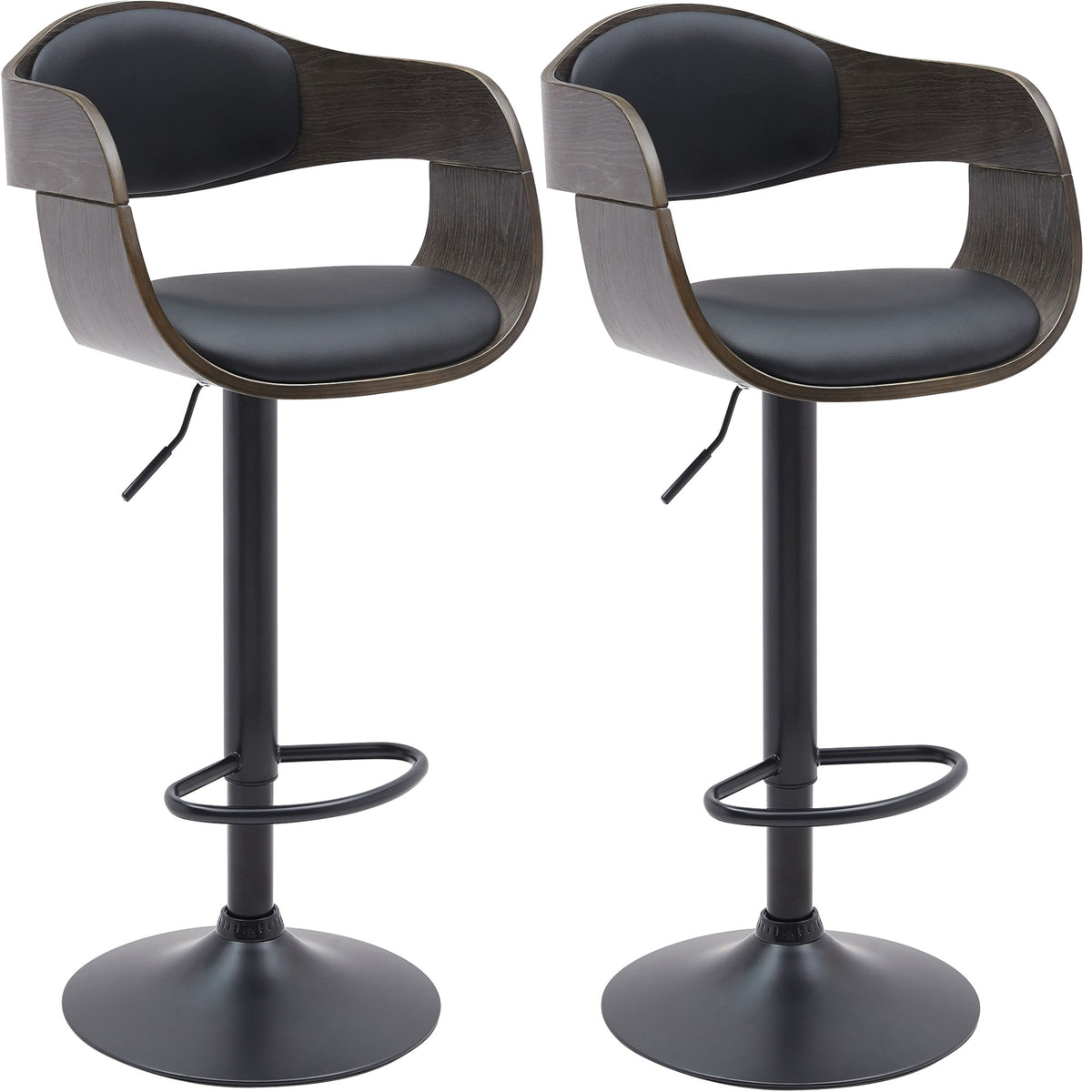 2er Set Barhocker Kingston B Kunstleder - schwarz/grau