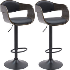 2er Set Barhocker Kingston B Kunstleder - schwarz/grau
