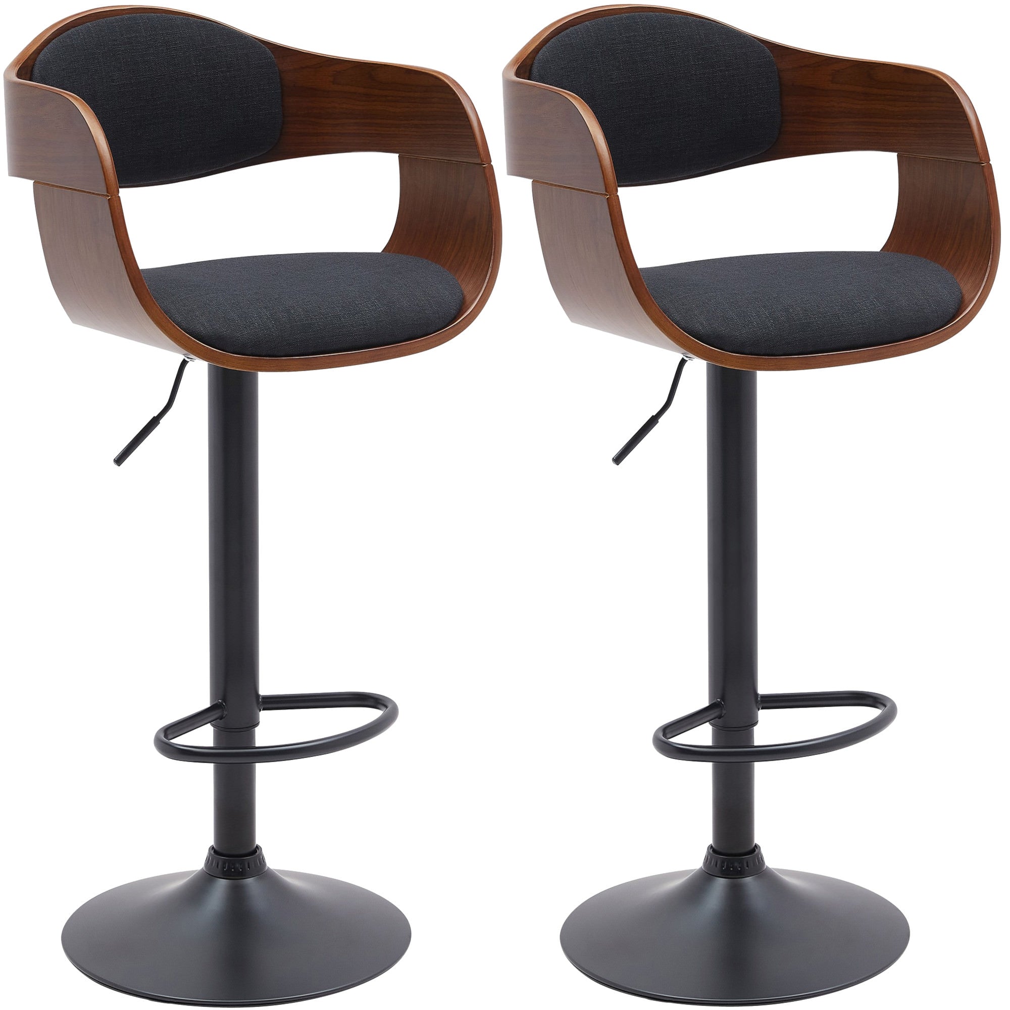 2er Set Barhocker Kingston B Stoff - walnuss/schwarz by Dropshipping-Europe – Barhocker