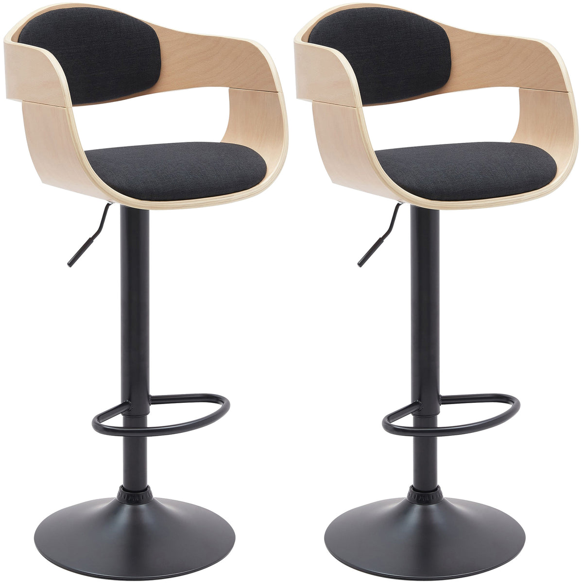 2er Set Barhocker Kingston B Stoff - natura/schwarz by Dropshipping-Europe – Barhocker