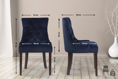 4er Set Esszimmerstühle Aberdeen Samt antik - blau