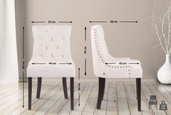 4er Set Esszimmerstühle Aberdeen Samt antik - creme