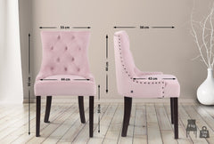 4er Set Esszimmerstühle Aberdeen Samt antik - pink