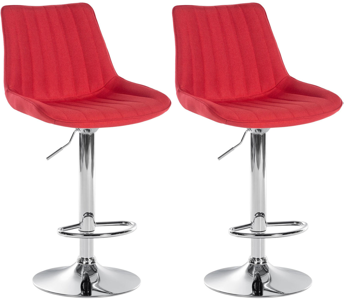 2er Set Barhocker Toni Stoff chrom - rot