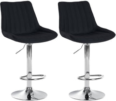 2er Set Barhocker Toni Stoff chrom - schwarz