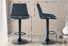 2er Set Barhocker Toni Stoff schwarz - dunkelgrau
