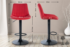 2er Set Barhocker Toni Stoff schwarz - rot