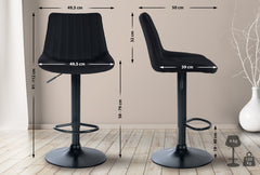 2er Set Barhocker Toni Stoff schwarz - schwarz