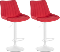 2er Set Barhocker Toni Stoff wei� - rot