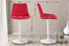 2er Set Barhocker Toni Stoff wei� - rot