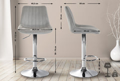 2er Set Barhocker Toni Samt chrom - grau