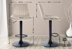 2er Set Barhocker Toni Samt schwarz - creme
