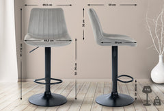 2er Set Barhocker Toni Samt schwarz - grau