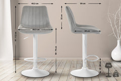 2er Set Barhocker Toni Samt wei� - grau
