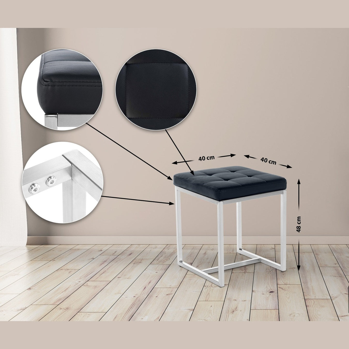 Sitzhocker Barci - schwarz - InfinityMarket